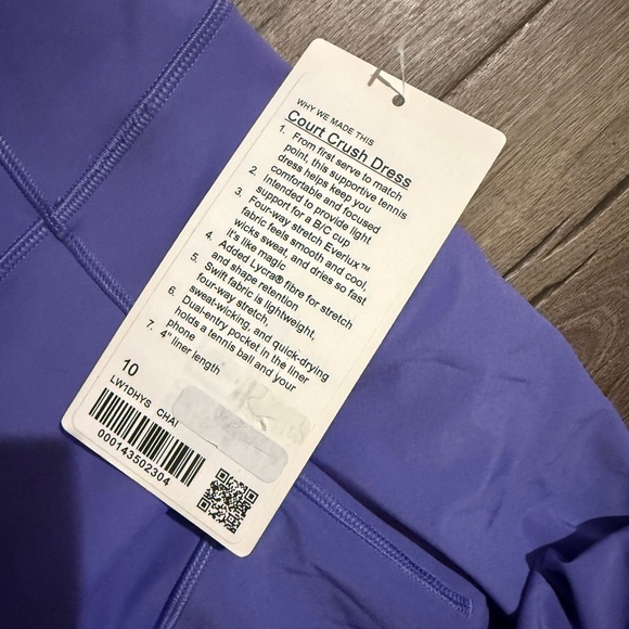 NWT Lululemon Court Crush Dress size 10
Charged Indigo CHAI - Picture 5 of 8